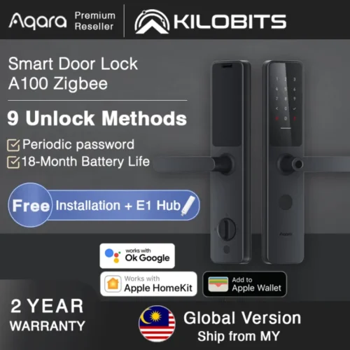 Aqara A100 Smart Door Lock Zigbee 3.0-1 Aqara A100 Smart Door Lock Zigbee 3.0 Fingerprint Bluetooth Password NFC Unlock Work with Homekit HomeKey Google Assistant Smart Linkage with SIRIM Global Version