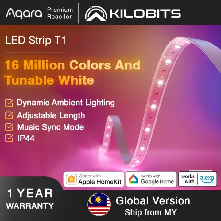 Aqara LED Strip T1 Light Strip Global Version 2700K-6500K Color Temperature Lights with 16 Million Colors / Tunable White/Gradient Effects, Supports Matter Apple Home and Alexa