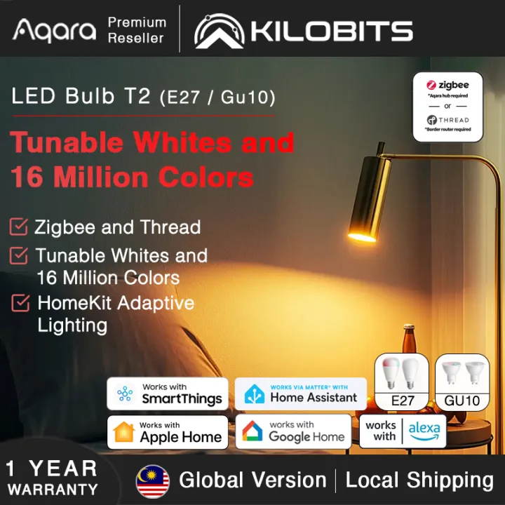 Aqara Smart LED Bulb T1/T2 Global Version Zigbee 3.0 Bluetooth GU10 E27 2700K-9000K 220-240V Smart Home Lamp Light For Homekit Google Amazon Matter